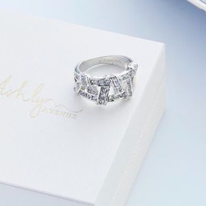 AA Aurora 18k White Gold Plated Weave Ring .42 Ctw